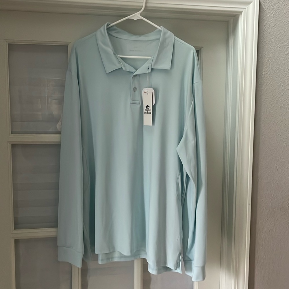 Long sleeve Polo. 3XL light blue.